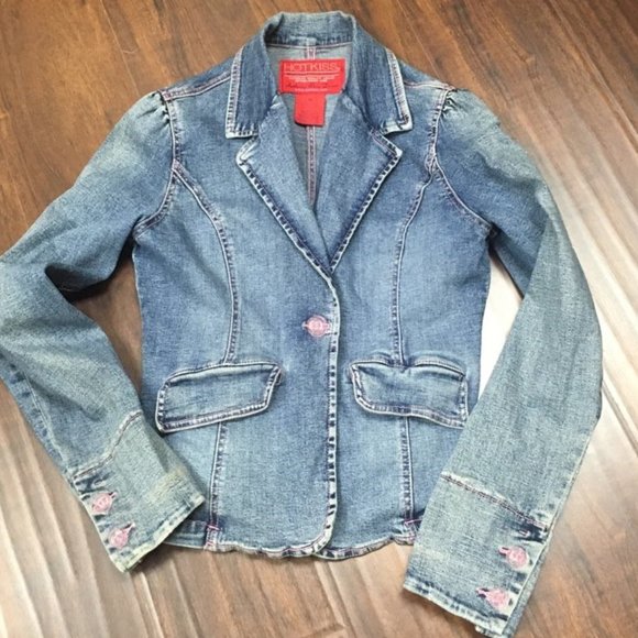 pink kiss denim jacket